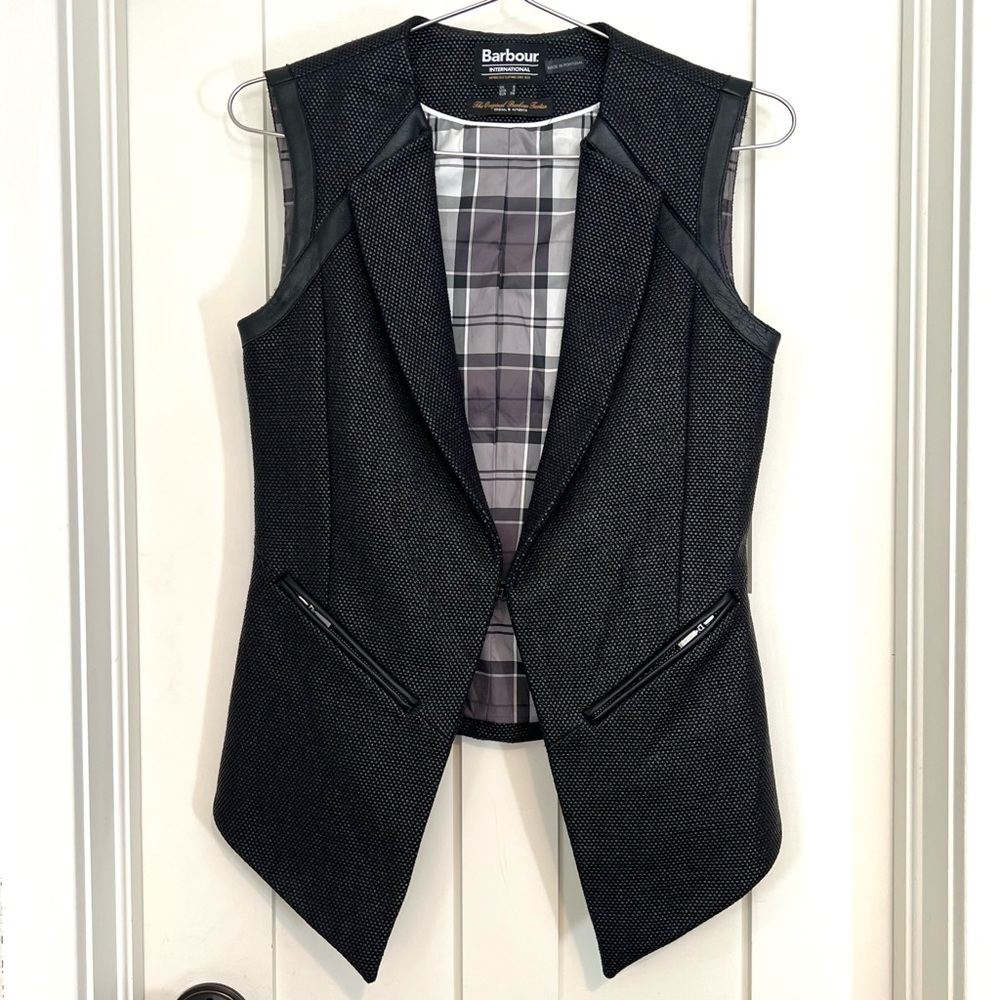 Barbour International Leather Trimmed Tweed Vest